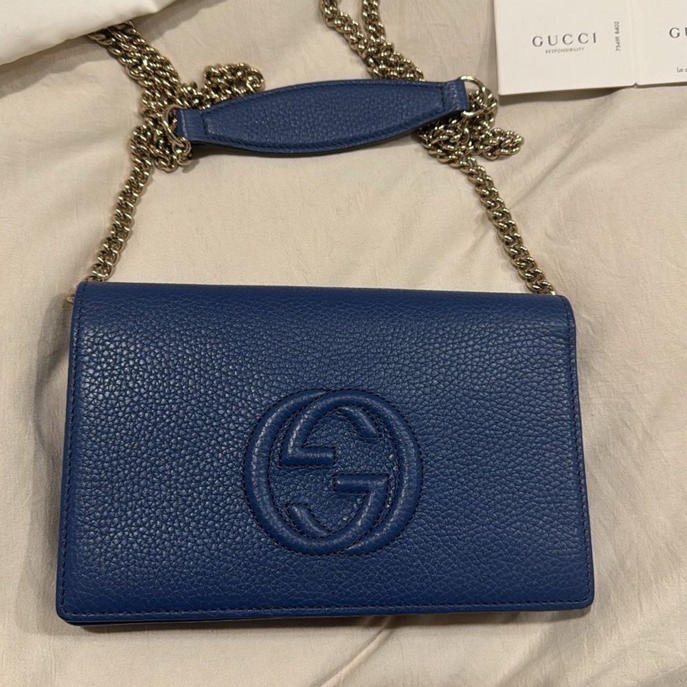 ‼️SOLD‼️   Gucci Leather Crossbody Bag blue